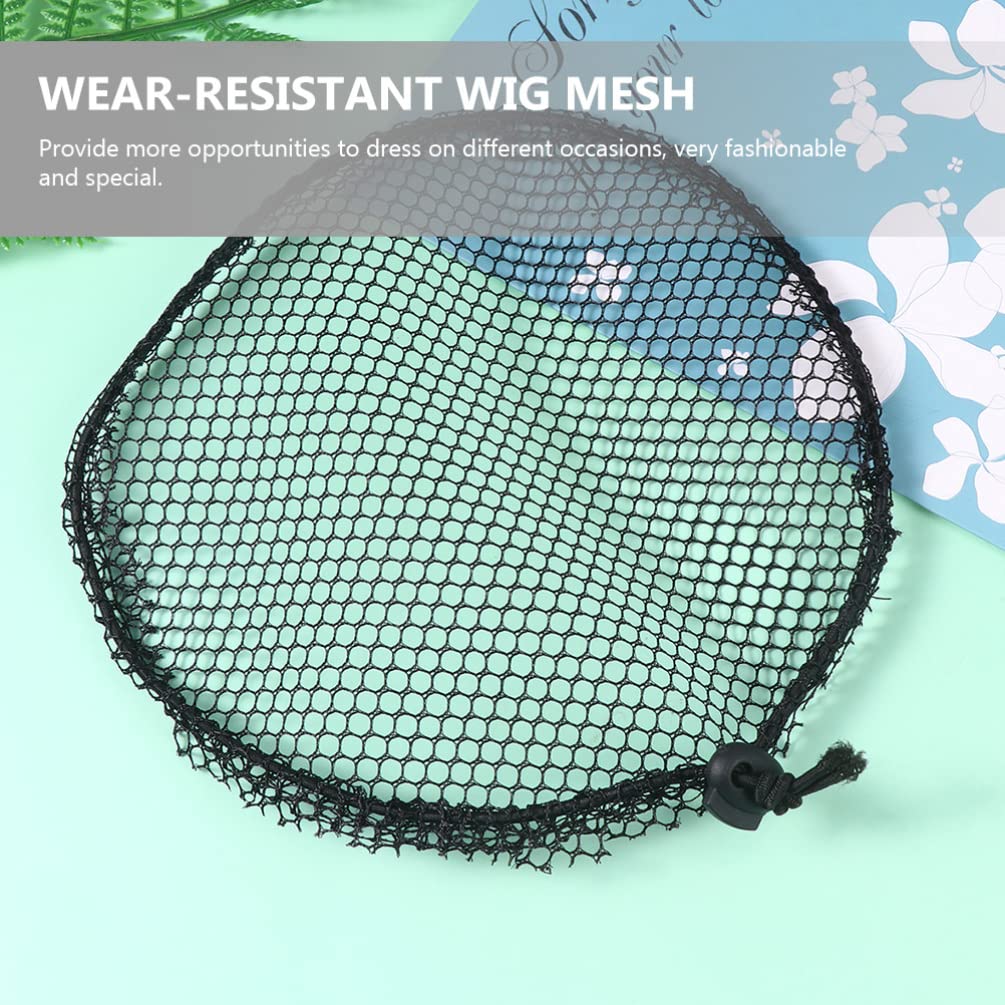 minkissy Fishnet Wig Caps Hair Net for Wig Mesh Net Wig Caps with Clips Set Black Weaving Net Caps Elastic Drawstring Ponytail Hair Net Wig Making Tools Breathable Wig Caps