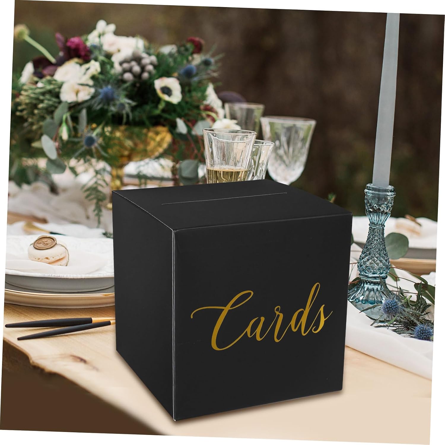 Amosfun 4sets Elegant Wedding Card Box Keepsake Box Slot for Cards Design for Wedding Reception Engagements Anniversaries for Postcards Envelopes