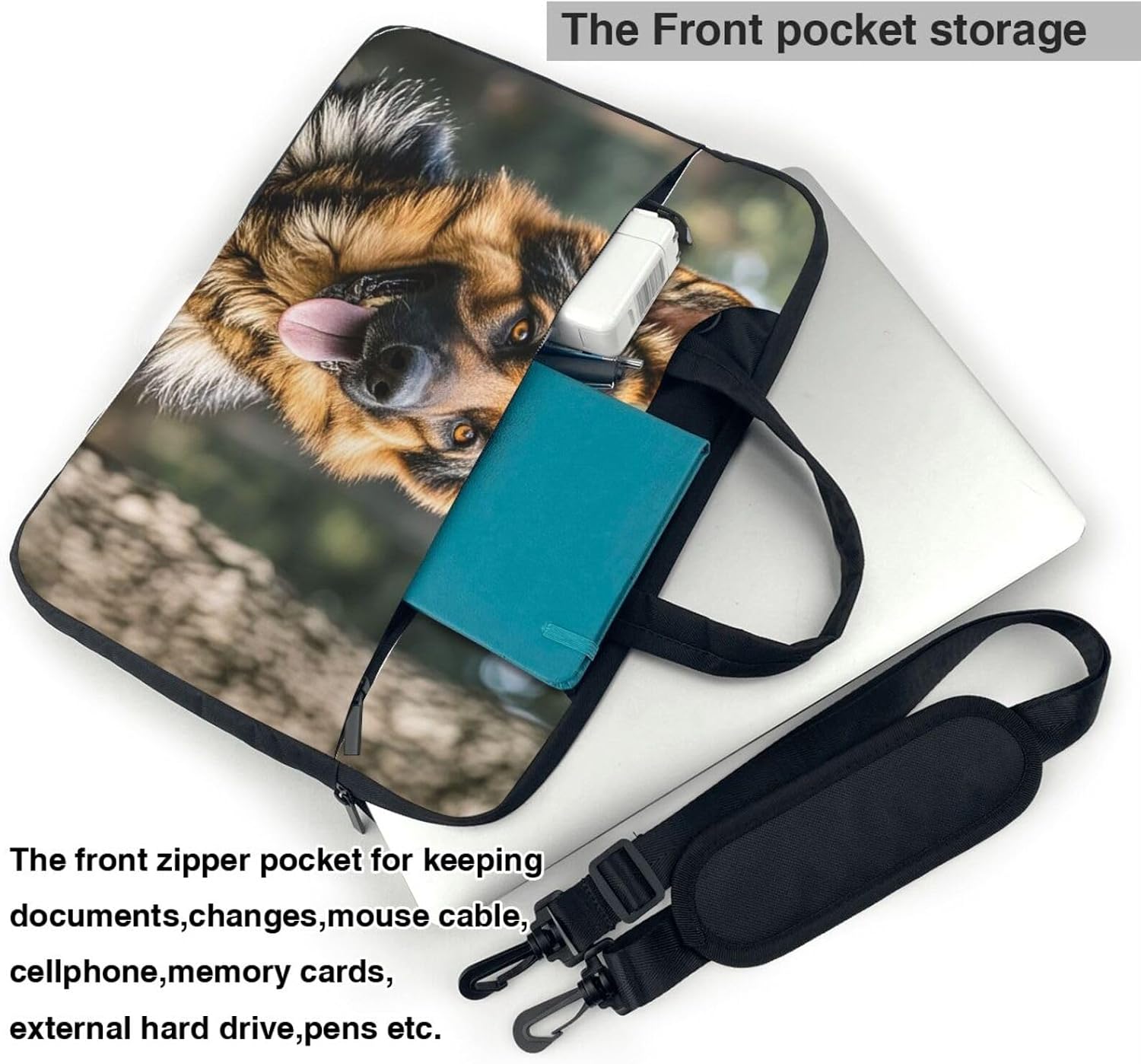 German shepherd Laptop Bag, Computer Briefcase Gifts for Men Women, 360 Protective Laptop Shoulder Bag image 5