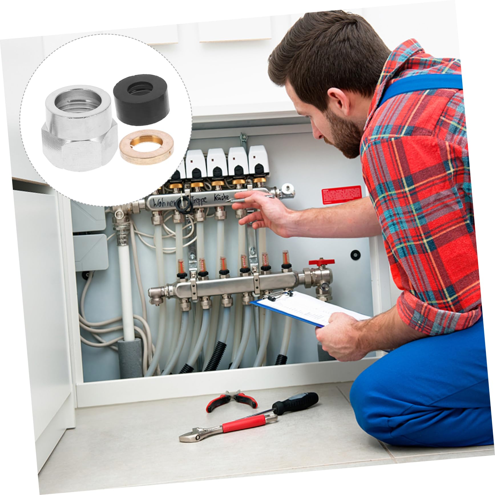 CIYODO Replacement Gas Tube Nut Set 3/8 Inch Flare Nut Thickened Steel Cap for Gas Lines