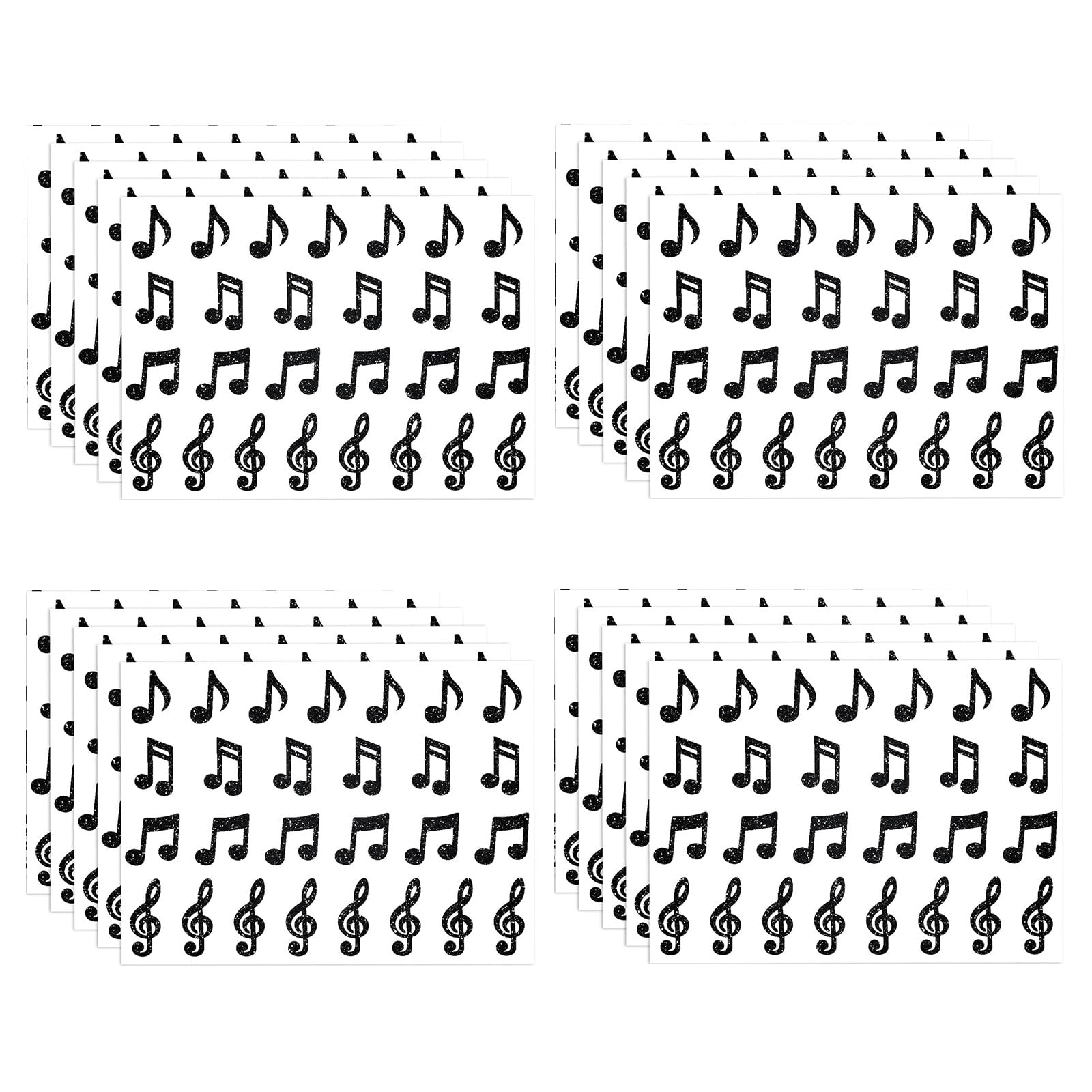 Glittering Music Note Sticker 20 Sheets Teacher Reward Decal Perfect for Encouraging Kids Learning and Glittering Sticker