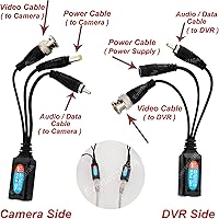 Vista 4 de Evertech 20 pares (40 piezas) 8MP HD-CVI AHD TVI y analógico pasivo video audio audio Balun transmisor de datos a través de cable UTP