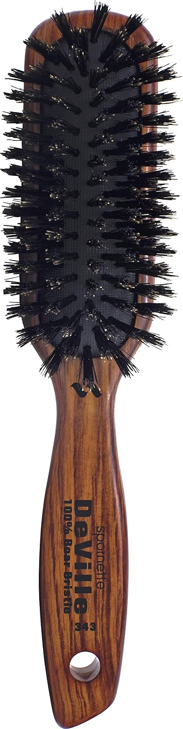 Spornette Deville 1.5 Inch Round Boar Bristle Bundle with Sculpting Hair Brush and Cushion Paddle Boar Bristle for Short, Curly, Frizzy, Thin, Thick Hair - Brown, Unisex