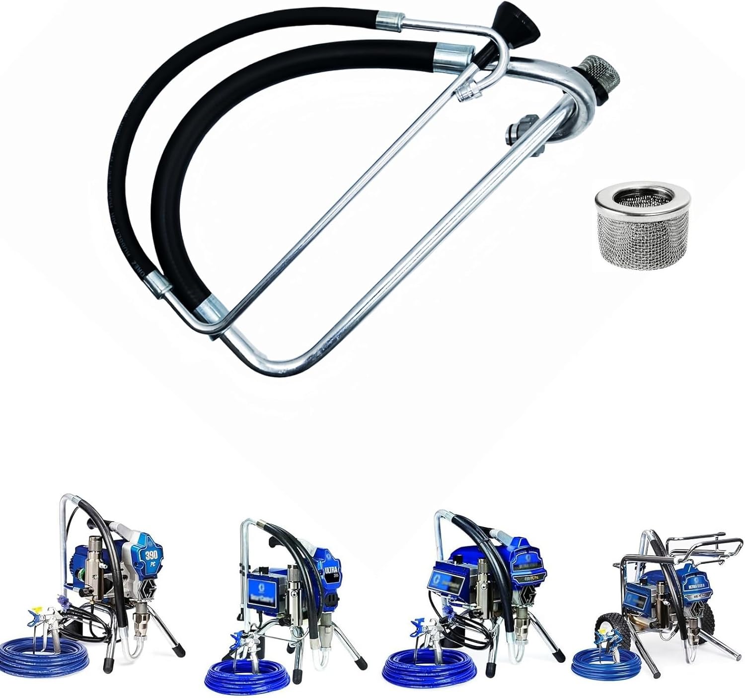 Replacement for Graco 390 395 490 495 595 Airless Paint Sprayer Suction Hose Tube & Reflux Line Kits Compatible with Tongshan T300 500 Airless Spraying Line Painting Machine