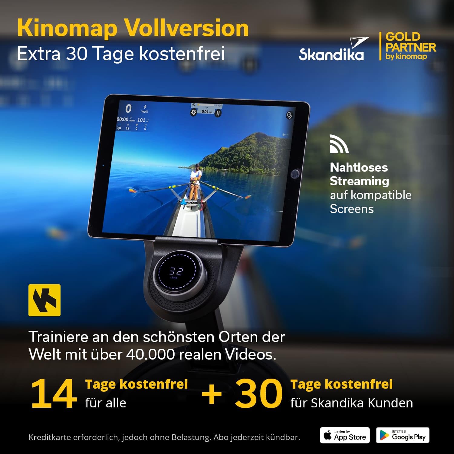 Skandika Vogatore in legno per uso domestico Rovek - Resistenza magnetica con 32 livelli | Sistema con massa volanica da 6 kg - Compatibile con l'app Kinomap - Fino a 195 cm