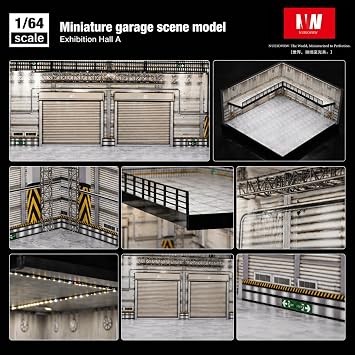 1:64 Diorama Garage Model, Tri-color LED Lighting Parking Lot Scene Display Case, Brightness Adjustable Car Showroom Model, Diecast Cars Storage, 2 Tier Diorama Garage, 20 Parking Spaces(A) | Fabrik Showroom - Showcase for 1:64 Scale Die-Cast Car Models, 20 Vehicles Available