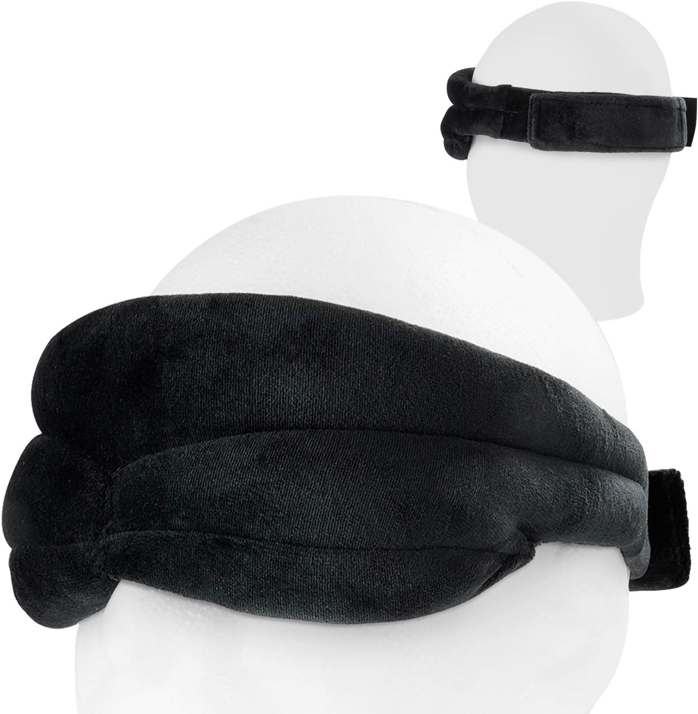 Nighttime Sleep Mask w/ Padded Memory Foam, Velvet Fit Contour Eye Pockets and Soft Sleep-Strap for Theraputic Sleeping - Luxury 3D Blackout Blinders for Men and Women by Compact Technologies