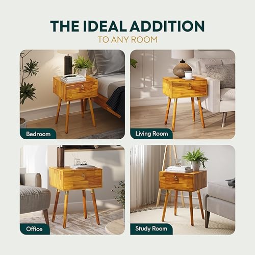 Miniatura 130 de Bme Dinkee - Base de cama de tamaño matrimonial sin cabecera, 15 pulgadas, minimalista y moderna, madera de acacia, 12 listones de madera para