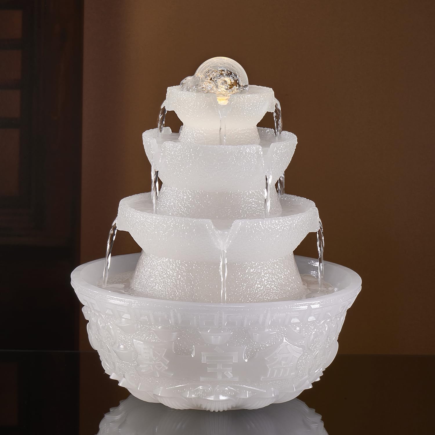 Tabletop Water Fountain – Desktop Humidifier Indoor Waterfall Fountain Home Deco…