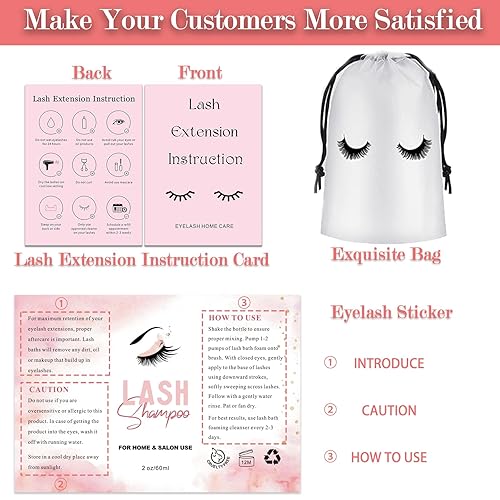 Miniatura 6 de Juego de 60 botellas y cepillos de champú para pestañas, 10 dispensadores de bomba de espuma, cepillo de limpieza de pestañas, cepillo de tubo de