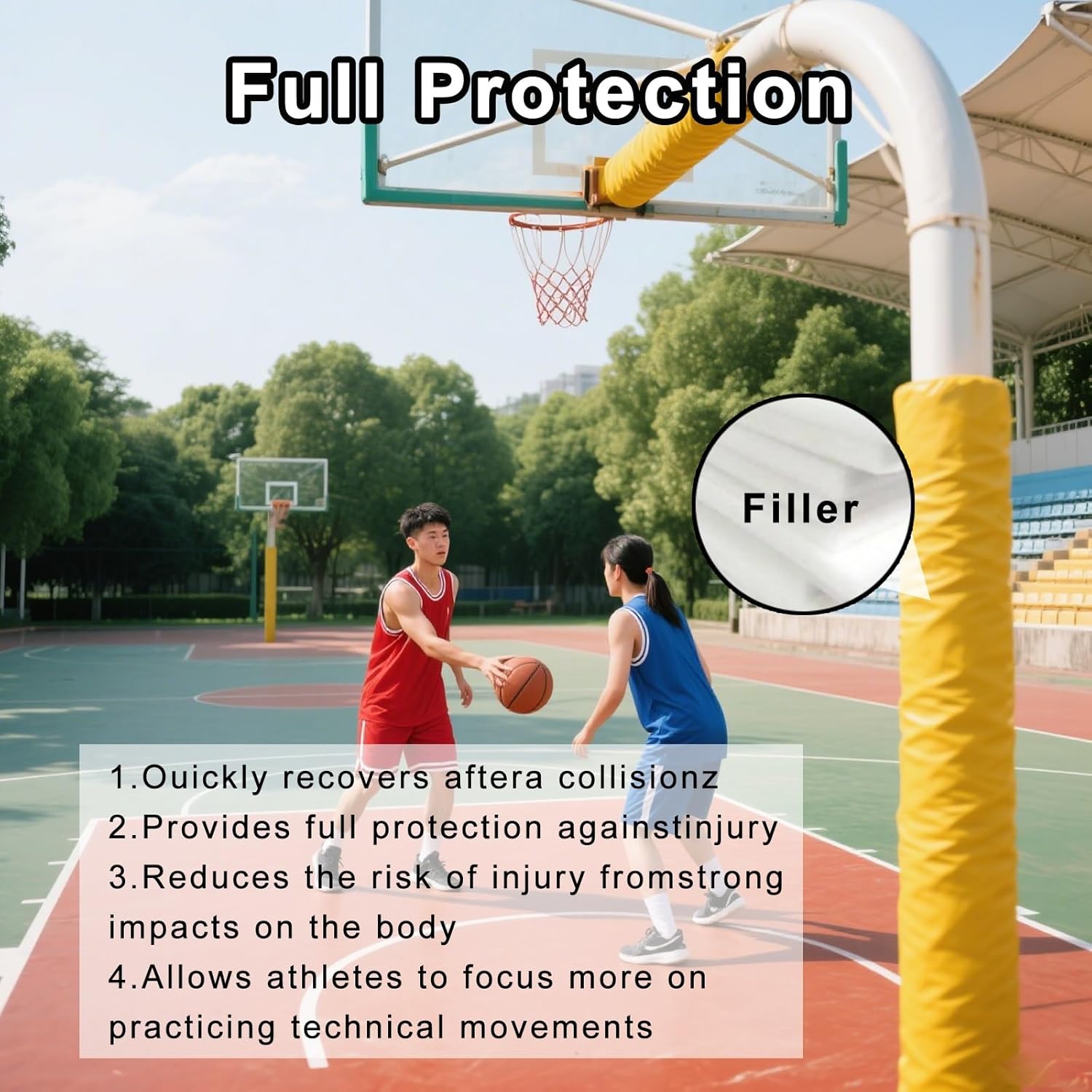 Basketball Pole Pad Heavy Duty Safety Pole Pads for Player Protection, Garage Pillar Protector Padding for Basement Playground Home Gym Court