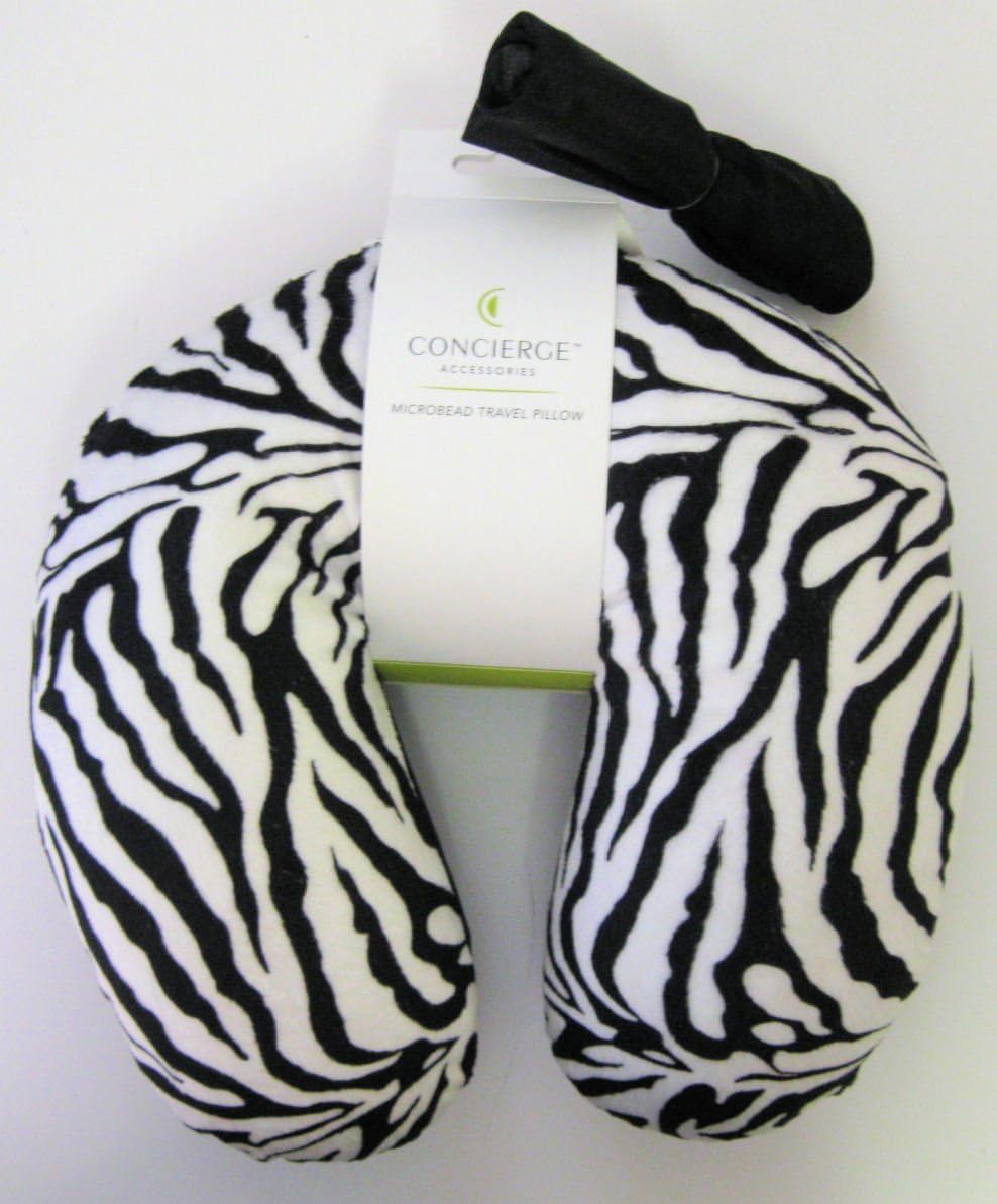Zebra Print Concierge MicroBead Travel Pillow with