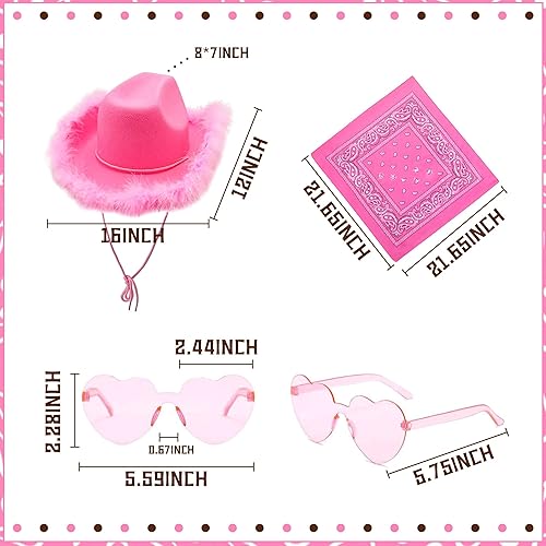 Miniatura 5 de JeVenis Sombrero de vaquera, sombrero de vaquera, sombrero de vaquera occidental, bandana, gafas de sol de corazón para despedida de soltera,