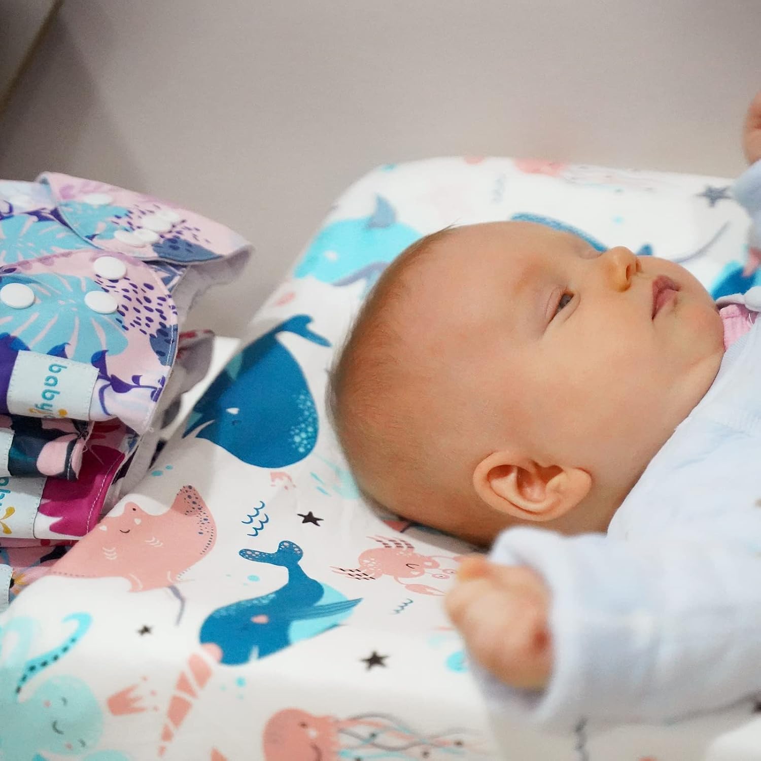 Babygoal Changing Pad Cover-Unisex Diaper Change Table Sheets for Baby Girls and Boys 100% Organic Cotton-Fits Changing Pads and Cradle Mattress 32"x16"x6" 2CNTW12-B
