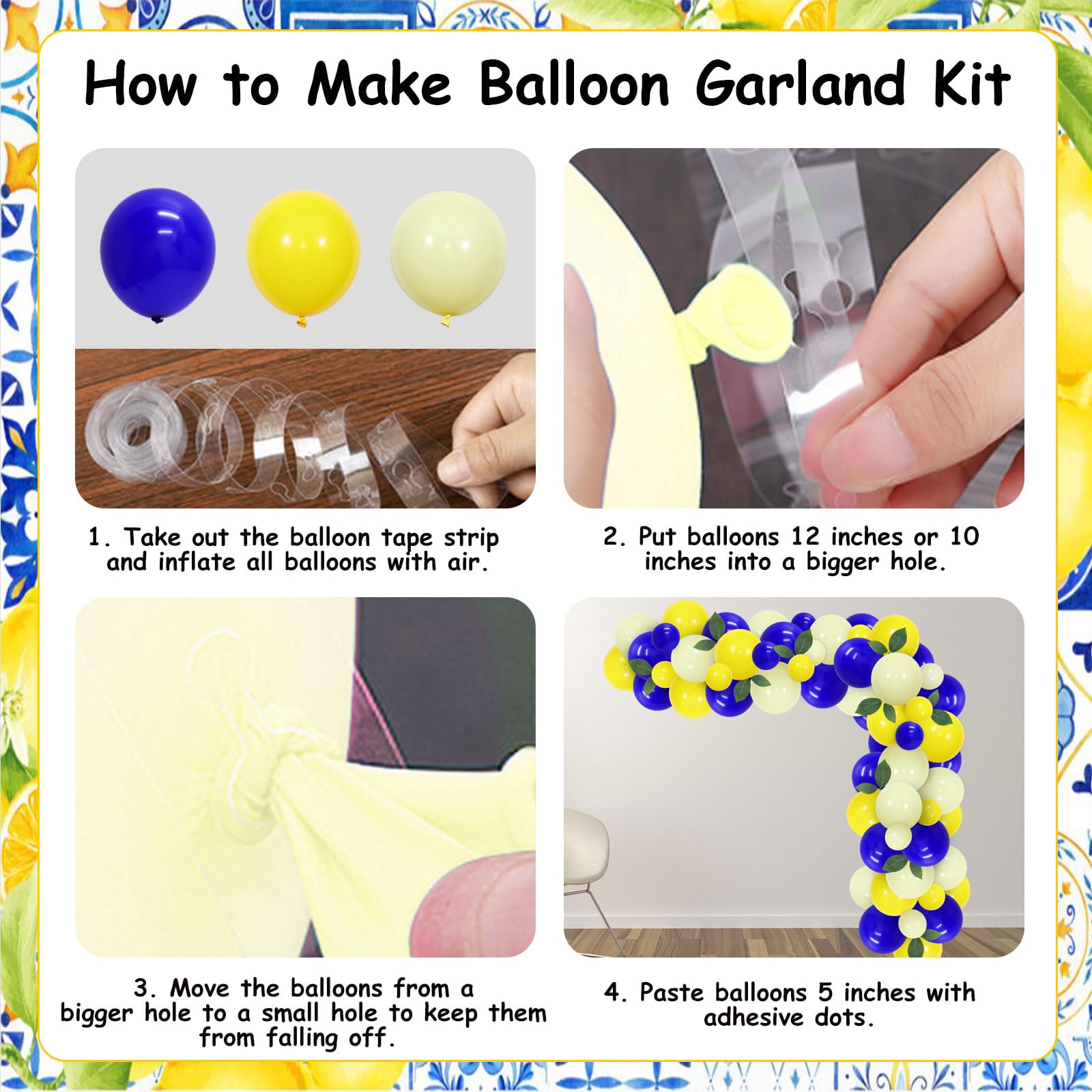 Amazon.com: JOYMEMO Blue Tile Lemon Birthday Decorations: 71