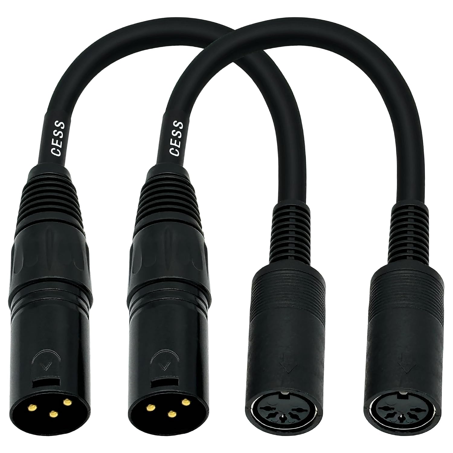 CNCESS DIN 5-Pin MIDI Female to XLR 3-Pin Male Adapter, 6 in, 2-Pack