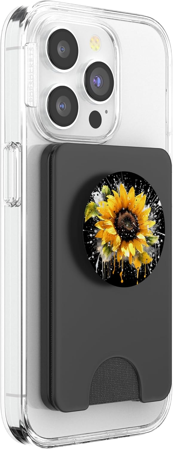Watercolor Sunflower PopSockets PopWallet for MagSafe