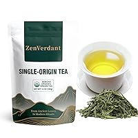 Vista 1 de ZenVerdant Té verde Sencha orgánico USDA, 12 onzas Hoja suelta bien infundida de dragón Rico en antioxidantes