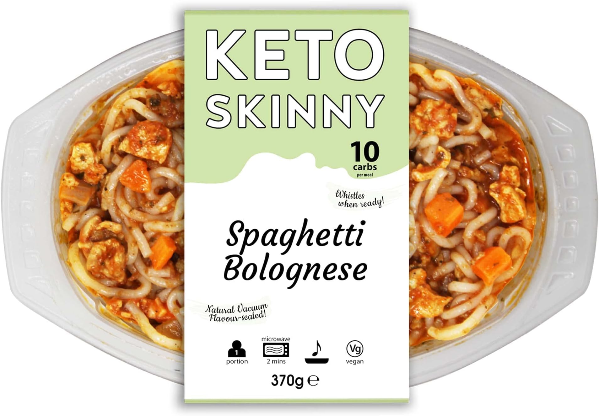 KETO SKINNYMeal Spaghetti Bolognese (Pack of 3, 370g) - Konjac, Shirataki, Low Calorie, Low Sugar, Low Carb, High in Protein, Plant Based, Keto Diet, Fresh Ready Meals