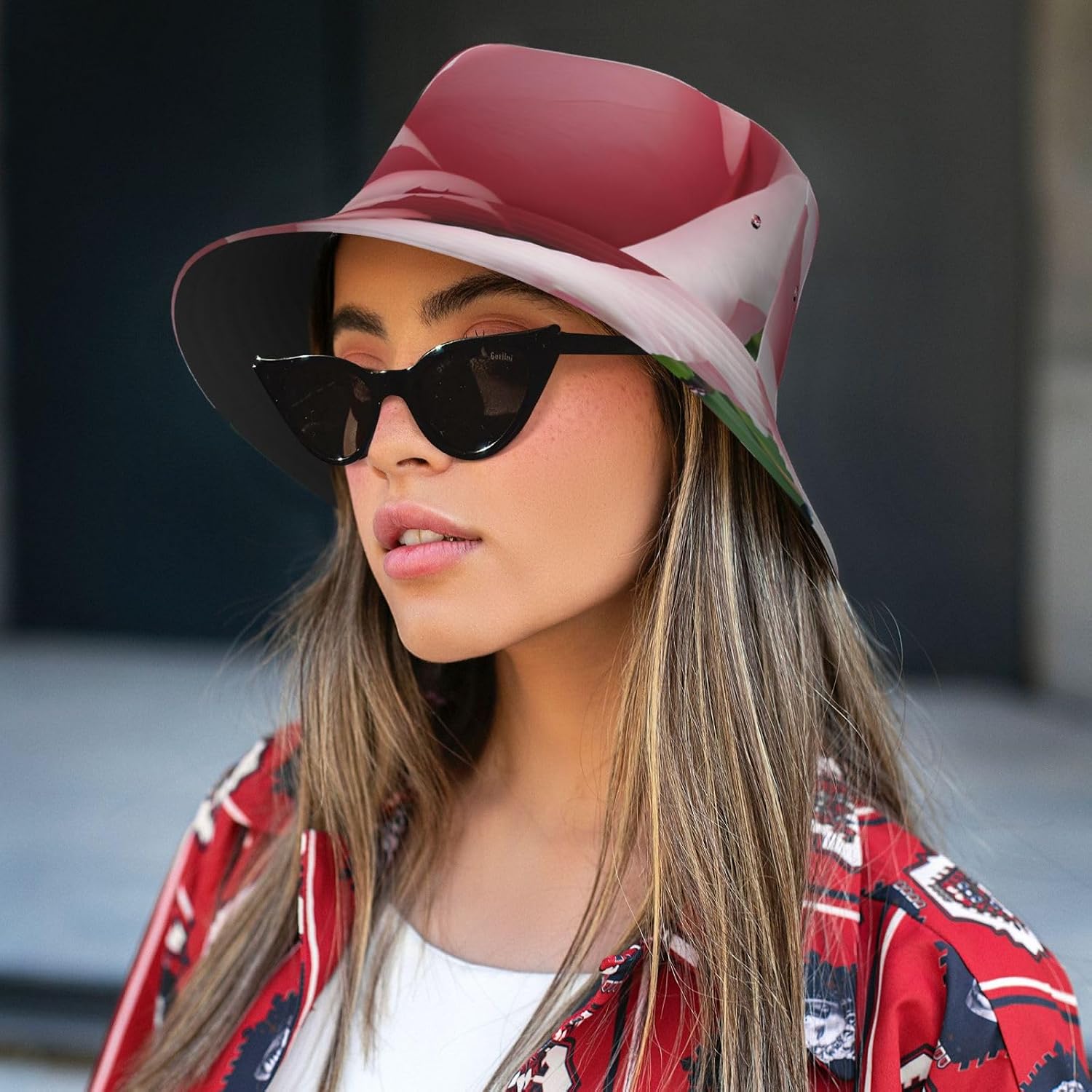 Rose Blossom Print Sun Hat Outdoor Fisherman Cap Summer Bucket Hat Beach for Men Women