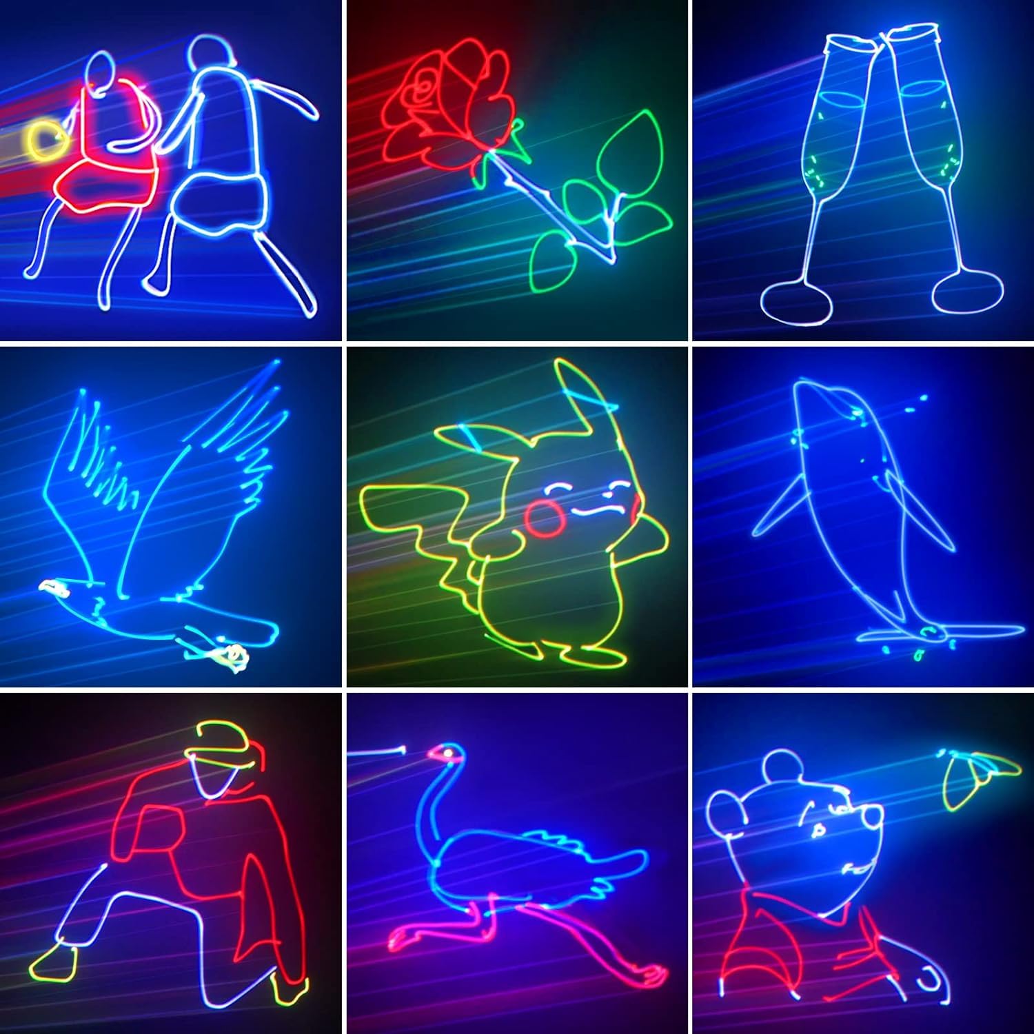 KeoBin 3D RGB Animations DJ Discolicht mit Fernbedienung | Dutzende Strahl- & Grafikmuster, Musiksteuerung, 34CH DMX512, Auto, Master-Slave, Zoom & Rotation für Club, KTV & Live Shows