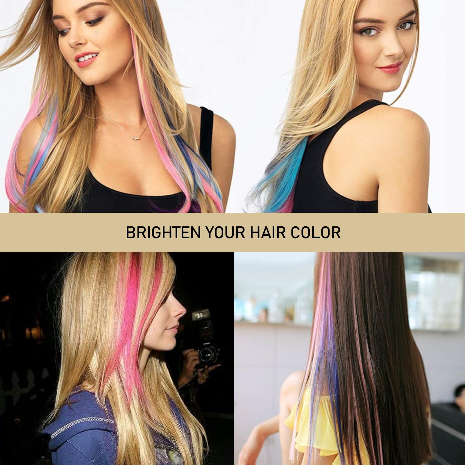 40 Stück Bunte Haarverlängerungen – 22 Zoll, 20 Farben, Party- & Festival-Highlights Für Frauen & Mädchen