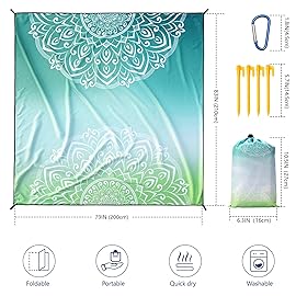 WIWIGO Beach Blanket Waterproof Sandproof Beach Mat 79 X 83/10\'x9\'for 2-8 Adults Quick Drying Outdoor Picnic Mat Beach Accessories for Travel, Camping, Hiking