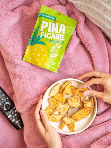 Miniatura 8 de Crispy Green Piña Picante, piña seca de jengibre y lima, aperitivos saludables de frutas reales, 1.76 onzas, 12 bolsas de una sola porción
