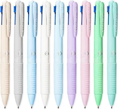 Four Candies Multicolor Pens, 4-in-1 Retractable Pens, 9 Count | Retractable Multi Color Pens Fast Dry, Smooth Writing for Planners and Journaling, Nurse Accessories for Work