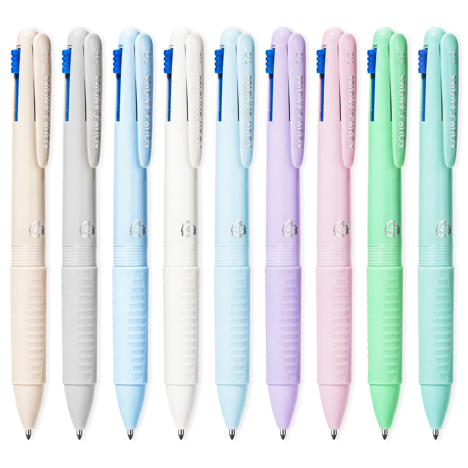 Four Candies Multicolor Pens, 4-in-1 Retractable Pens, 9 Count