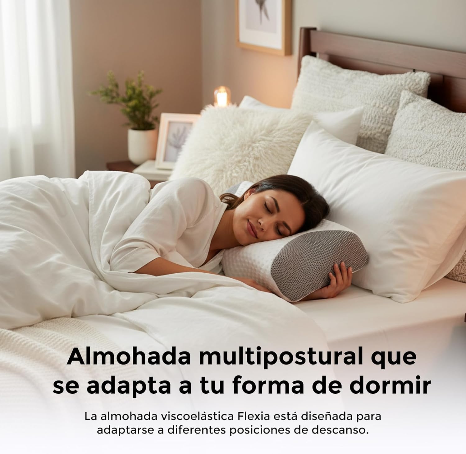 Almohada Cervical Viscoelástica Multipostural Ergonómica con Carbono Funda Transpirable Desenfundable Soporte para Cuello Hombros y Cabeza Descanso para Dormir Boca Arriba Lado y A