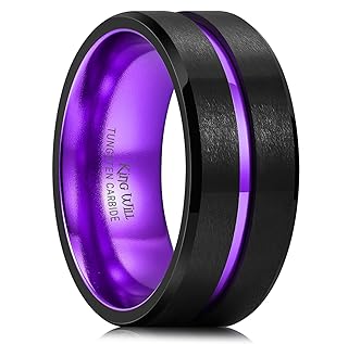 Tungsten Rings for Men Two Tone Grooved Mens Wedding Band Cool Promise Engagement Matte Finished Beveled Edge