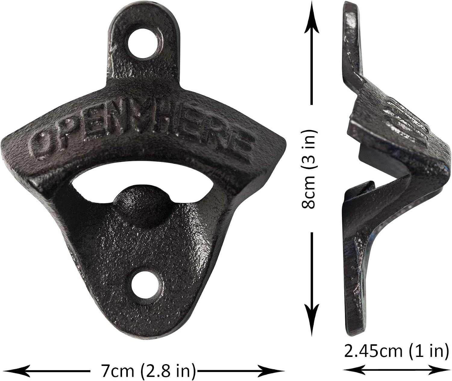 2PCS Cast Iron Wall Mounted Bottle Opener Vintage Rustic with Self-Tapping Screws for Home Garden Bar KTV Hotel HE06