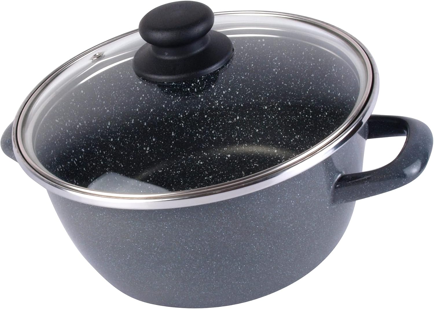 Magefesa K2 GRANSASSO 24 Saucepan with Glass lid, vitrified enameled Steel, in Gray, Induction and Dishwasher, 24cm, Casserole