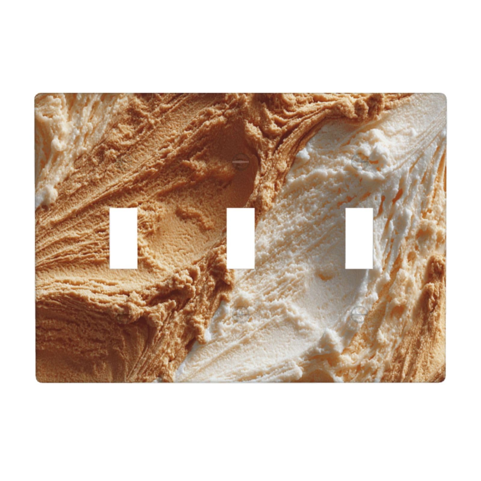Ice Cream Texture Light Switch Covers 3 Gang Triple Toggle Wall Plate Switchplate Electrical Faceplate for Bathroom Kitchen Bedroom Decor