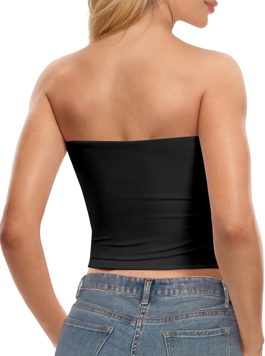 AURUZA Tube Tops for Women, Strapless Double Lined Tank Tops, Sleeveless Going Out Backless Bandeau Summer Sexy Crop Top - Image 4