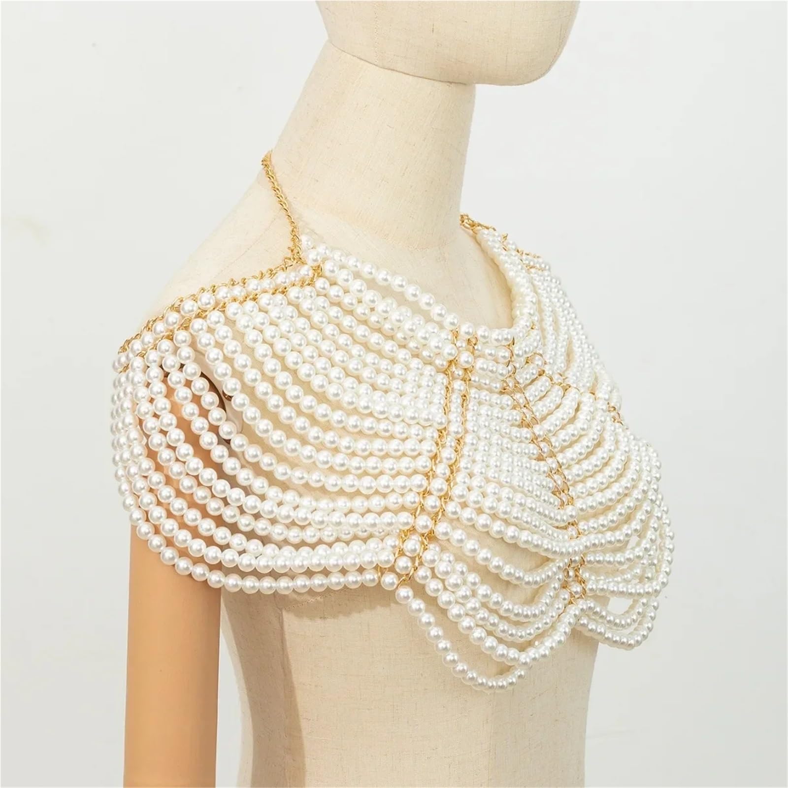 Chaîne d'épaule Chaîne de corps rétro en perles creuses, fait à la main, châle, accessoire de robe, bijoux tendance, style élégant