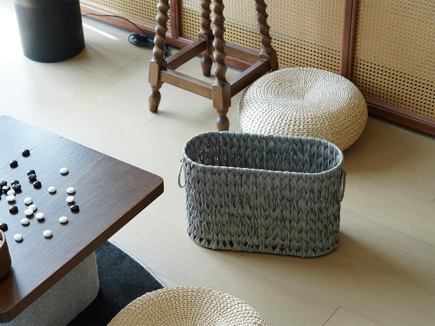 Toilet Paper Storage,Narrow Toilet Paper Basket for Bathroom,Large Toilet Paper Organizer for 6 Mega Rolls,Waterproof Wicker Bathroom Storage Basket,Free Standing,Grey - Image 8