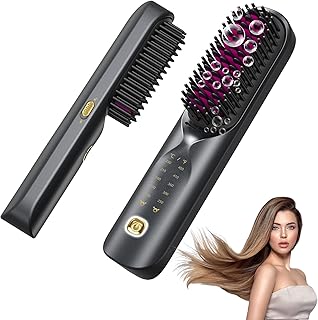 Bopcal Cepillo Alisador Pelo Inalámbrico, 10000mAh Mini Plancha del Pelo Profesional 3 in 1, Calentamiento Rápido 30S, Anti-Escaldaduras, 6 Temperaturas, 120-230 ℃, Use en Casa/Viaje, Negro