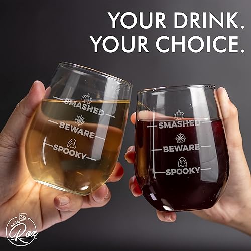 Miniatura 6 de On The Rox Drinks Regalos de copa de vino de Halloween para mujeres, con texto en inglés "I Too Old For This Sheet Faced 2PC", juego de copas de