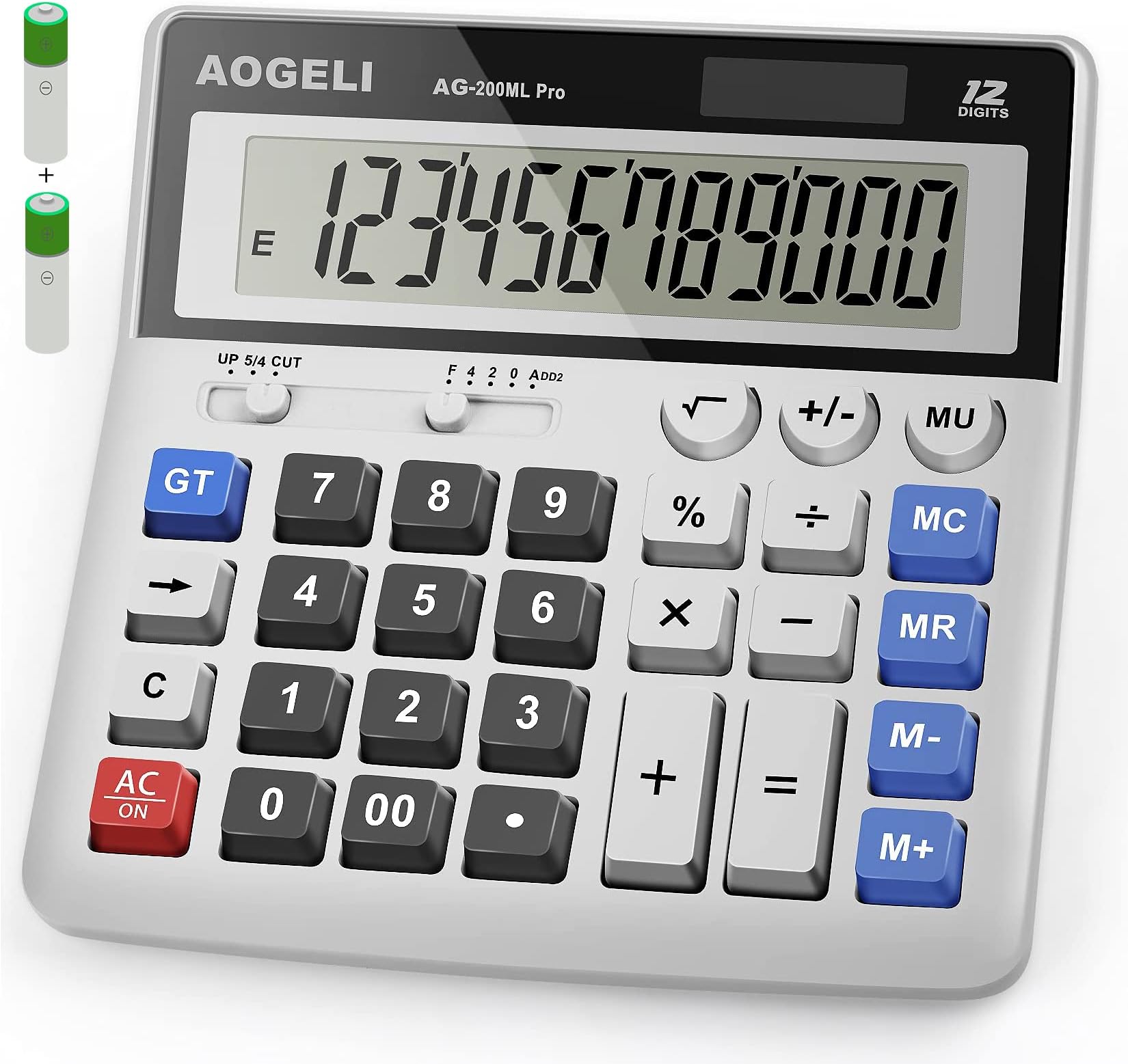 Calculators Desktop, Desk Calculator Two Way Power Battery and Solar Calculators Desktop,Big Buttons Easy to Press Used as Office Calculators for Desk,12 Digit Calculators Large Display Basic Office