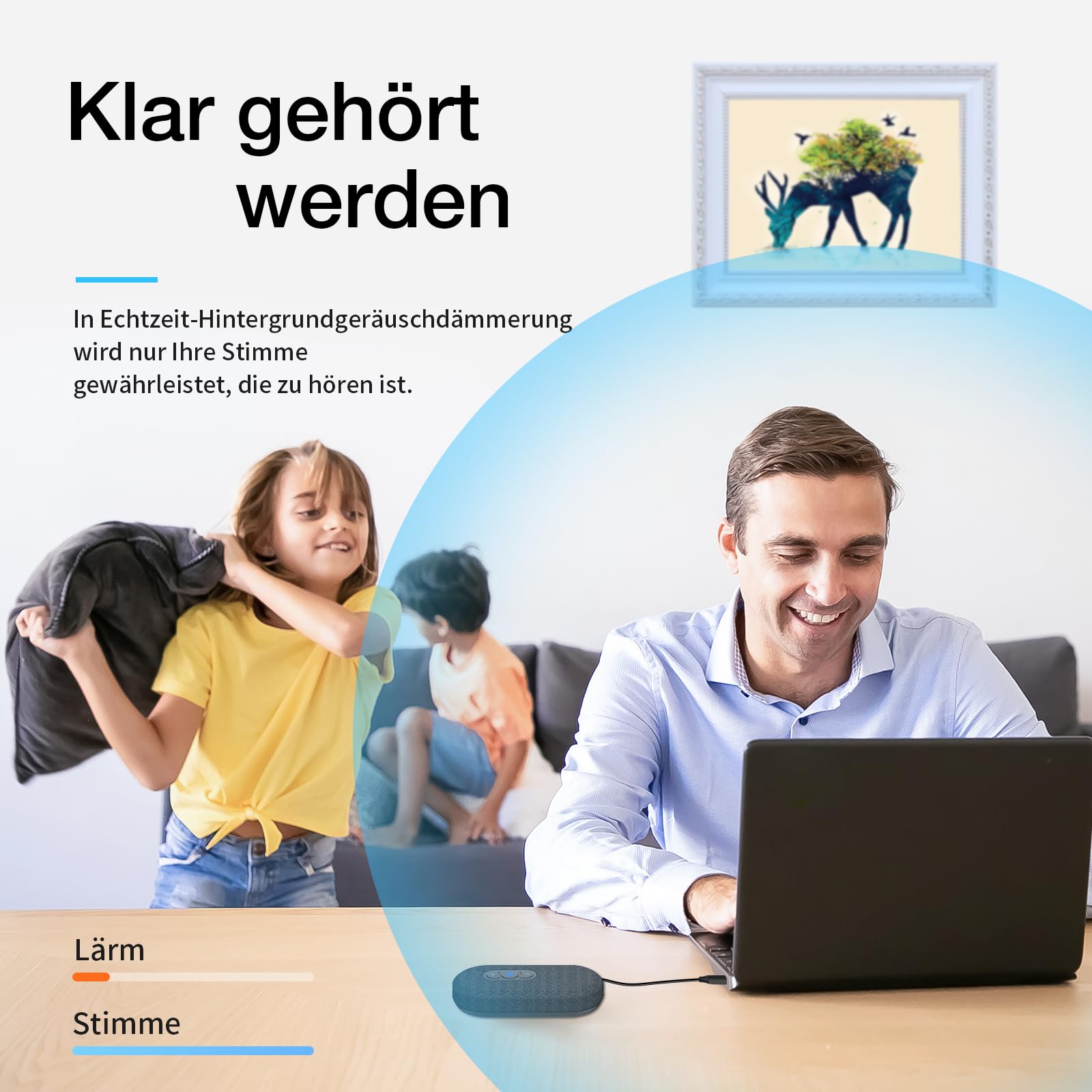 USB Konferenzlautsprecher mit Mikrofon für Home Office-Anrufe, Konferenzmikrofon mit Smarter Stimmfilter & 360° Raumabdeckung, PC Freisprecheinrichtung für Skype/Zoom/Teams/PC/Laptop/Desktop