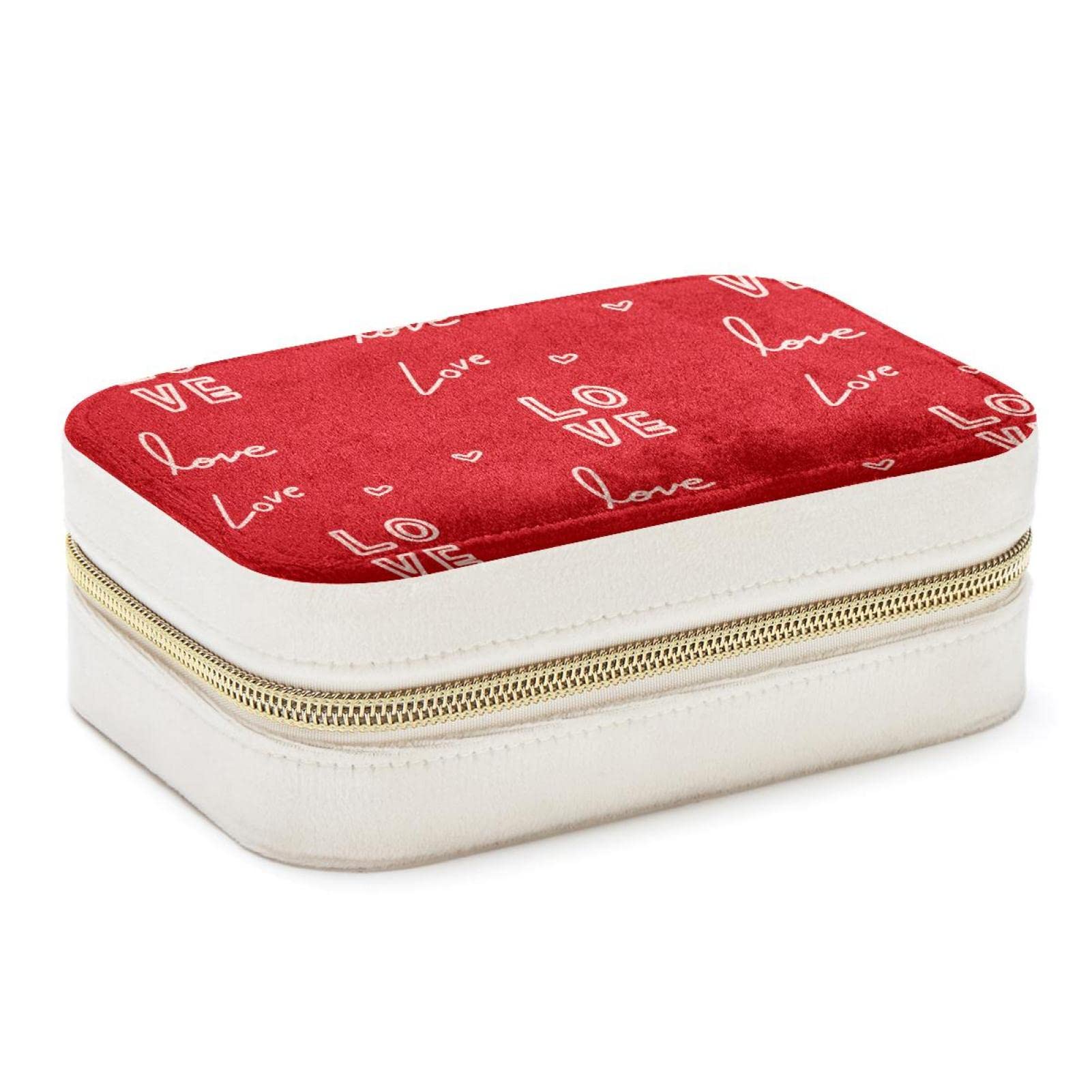 Boîte à bijoux de voyage portable en cuir PU rose avec compartiments bagues et colliers