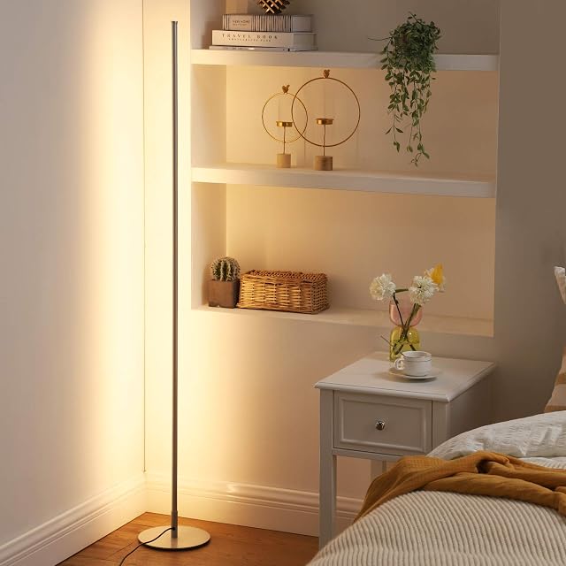 EDISHINE Modern LED Floor Lamp, 57.5" Minimalist Dimmable Corner Lighting, Standing Tall Floor Lamp for Living Room, Bedroom, Office, 3000K Warm White Light