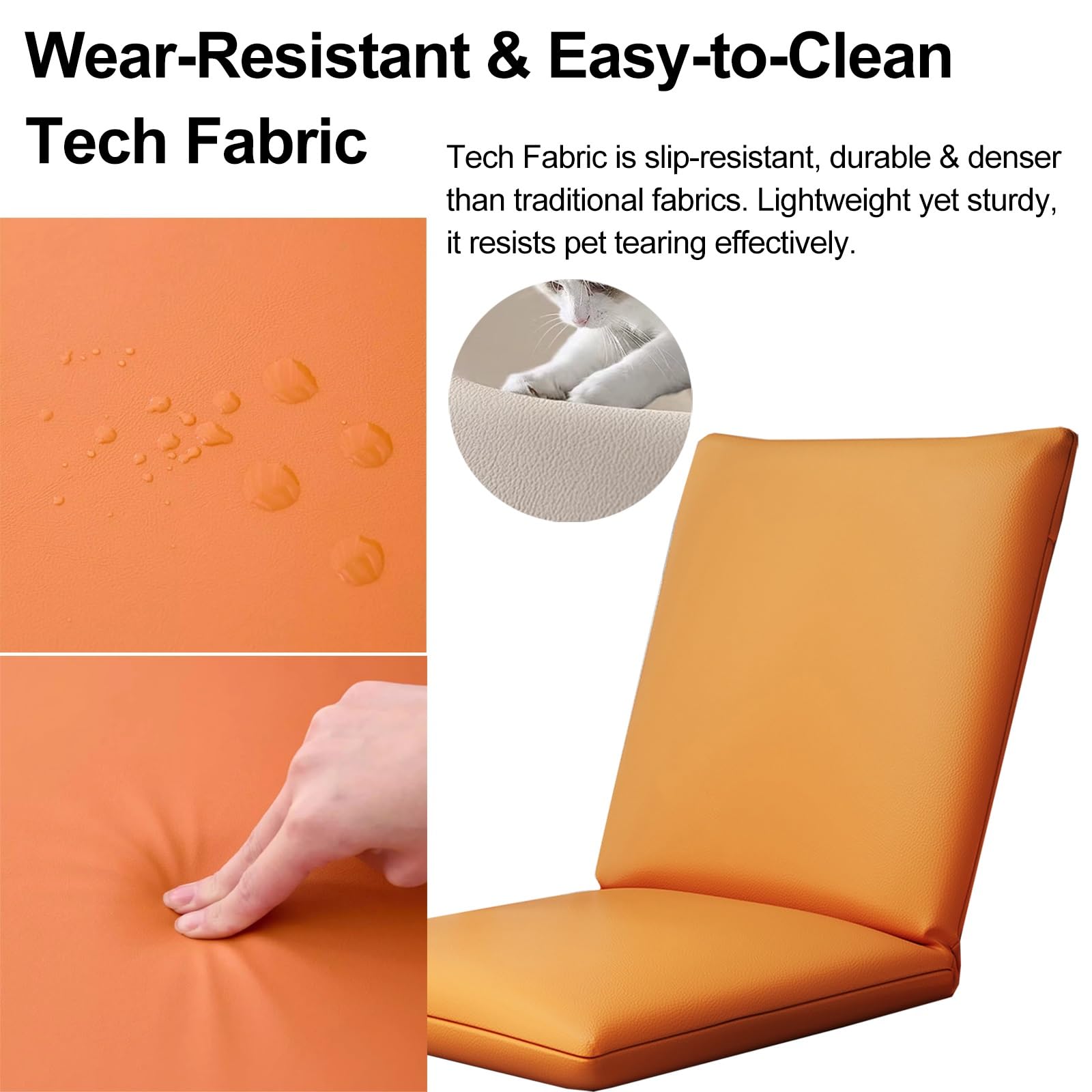 Genérico Silla de Suelo con Respaldo Ajustable, cojín ergonómico y cómodo para meditación/Asiento/Almohada de Suelo, Tumbona reclinable Tatami Plegable para Yoga, Lectura y Videojuegos (neg