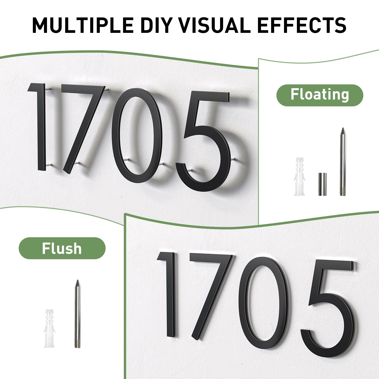 House Numbers For Outside 5-Inch Modern Floating Address Numbers Sign ...