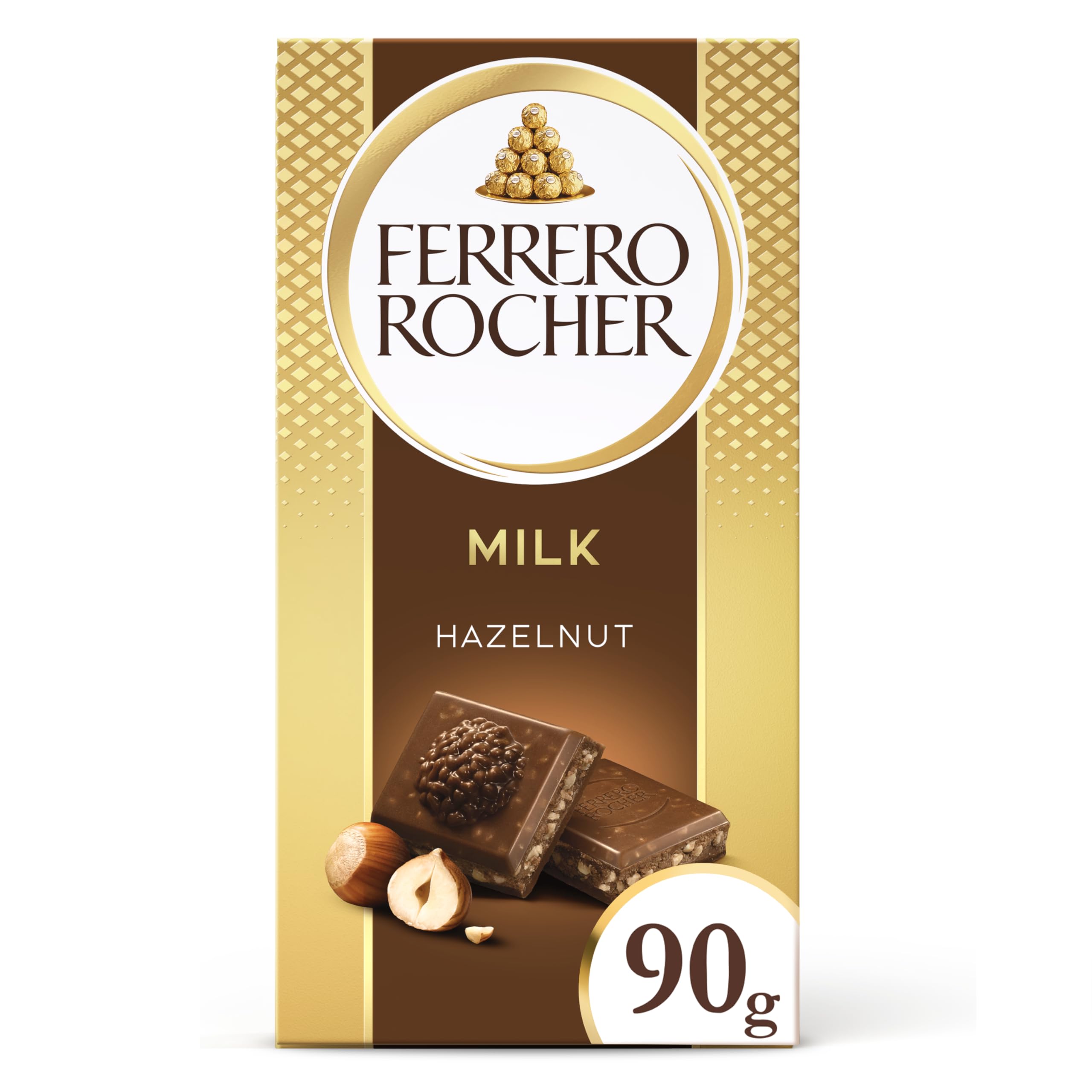Ferrero Rocher Original Milk Chocolate Bar with Hazelnuts, 90g