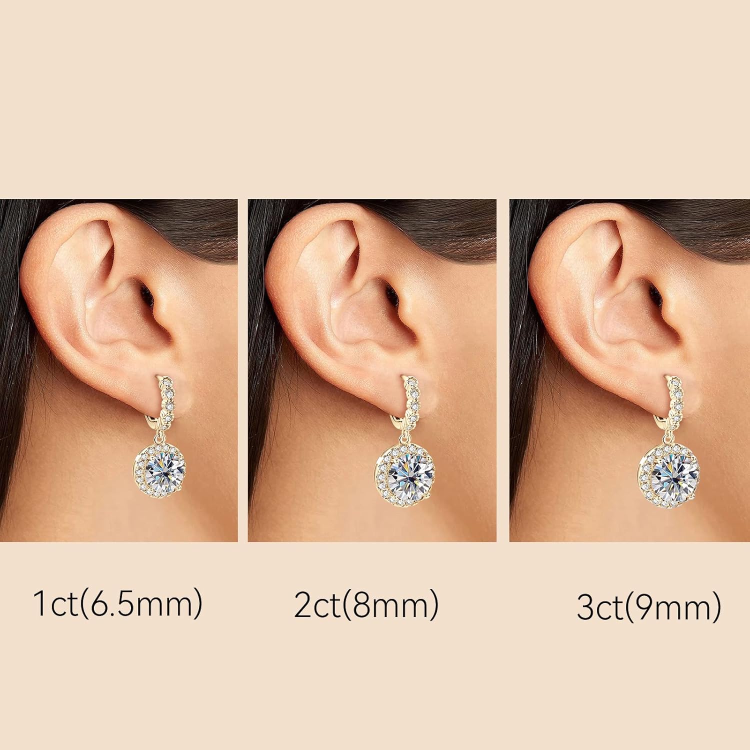 Moissanite Earrings, 925 Sterling Silver Dangle Earrings for Women, 1-3ct D-E Color VVS1 Moissanite Huggie Hoop Earrings for Sensitive Ears Hypoallergenic Christmas Jewelry Gifts - Image 4