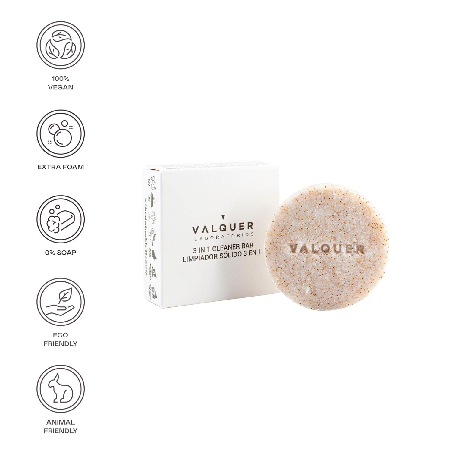 ​Válquer 3-in-1 Solid Facial Cleanser with Natural Vegetable Scrub. Soap Free, No Plastics, organic and natural facial cleanser. Vegan. Cruelty-free 50 g : Beauty & Personal Care