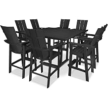 POLYWOOD Modern Adirondack Bar Set, Black